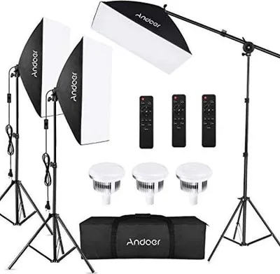 Obrázok produktu pre Profesionálna sada osvetlenia pre fotostudio – 3 LED lampy, softboxy, diaľkové ovládače