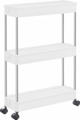 Obrázek produktu pro Skříňka na kolečkách 3 police 40 x 13,5 x 60 cm Bílá