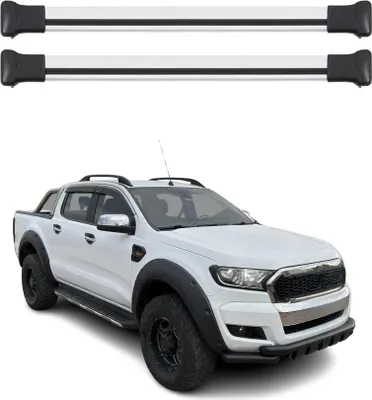 Productafbeelding van Draagbalken, basissteunen voor Ford Ranger T6 P375, modeljaren 2011-2022, aluminium, zilver, 2-delig