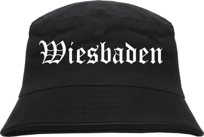 Produktbild von Wiesbaden Fischerhut - Altdeutsch - bedruckt - Bucket Hat Anglerhut Hut L/XL Schwarz