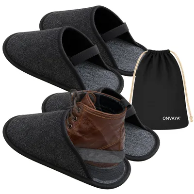 Produktbild von ONVAYA® Handwerkerpantoffel L/XL mit Gummiband im Beutel | ABS-Sohle | Museumpantoffel | Überschuh | Gästepantoffel | Schlosspantoffel | Schutzschuh