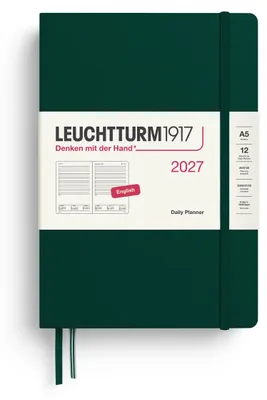 Produktbild von LEUCHTTURM1917 Tageskalender 2027 Medium (A5) - Englisch, Forest Green, 145 x 21