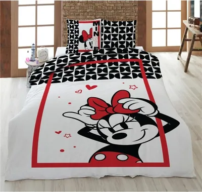 Produktbild von Bettwäsche Minnie in Love weiß rot 135 x 200 cm, 80 x 80 cm