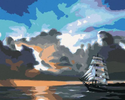 Produktbild von Zuty - Malen nach Zahlen - SEGELSCHIFF AUF SEE IN DER ABENDDÄMMERUNG (D. RUSTY RUST), 40x50 cm, mit Keilrahmen (bereits gespannt)