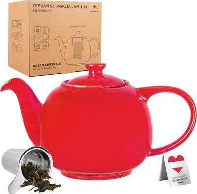 Produktbild von Famanu Teekanne mit Siebeinsatz - 1,1 Liter Porzellan