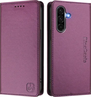 Produktbild von Lederhülle für Samsung Galaxy A56 5G Hülle Flip Brieftasche Kartenfächern Ständer Schutzhülle Lila