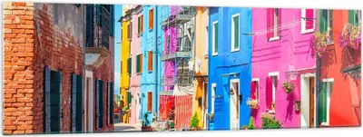 Produktbild von Bilder auf glas - Straße Haus Blumen - 160x50cm - Glasbilder - Wandbilder - Kunstdruck - zum Aufhängen bereit - Wanddekoration aus Glas - Glas Bilder - Wandbild auf Glas - Einteilig - GAB160x50-3825
