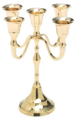 Kandelaar 5-flammig, Höhe 18 cm, Messing, gold glänzend