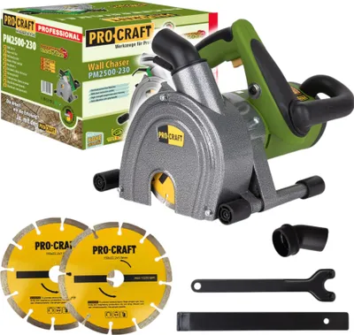 Produktbild von Procraft PM2500-230 Mauernutfräse 1700 Watt 45 mm + 2x Trennscheibe