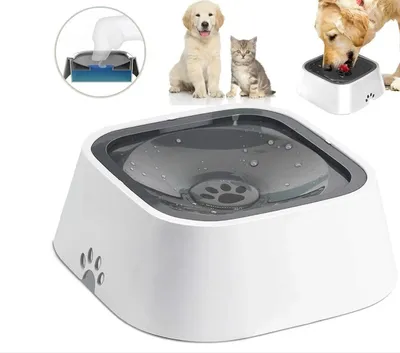 Produktbild von LAMON Wasserspender für Hunde und Katzen, Auslaufsicher, Automatisch, Anti-Rutsch-Pad, Grau, 22x24.5x8.6cm