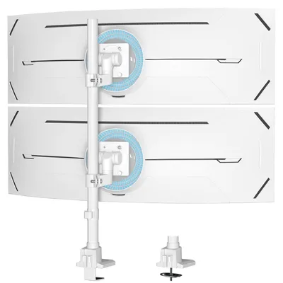 Immagine prodotto di Supporto per monitor con spazio per due monitor affiancati, adatto a schermi piatti e curvi di dimensioni comprese tra 24 e 57 pollici