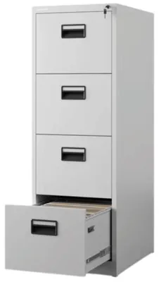 Produktbild von Hängeregisterschrank abschließbar SARA 4 Schubladen mit Schloss | Aktenschrank Büroschrank aus Stahl Metallschrank 132x46x62cm Grau