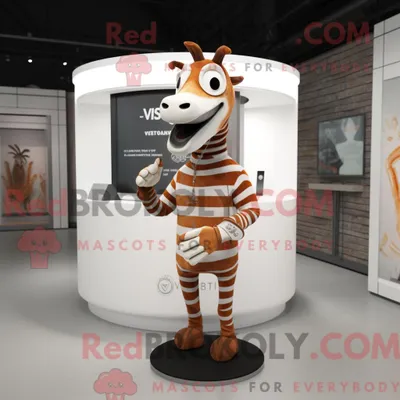 Produktbild von Maskottchen REDBROKOLY eines rostbraunen Zebras mit V-Ausschnitt-T-Shirt und Armbanduhren
