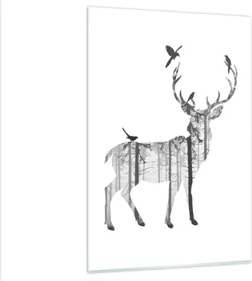 Produktbild von Bilder auf glas - Einteilig - Hirsch Herbst Wald Illustration - 80x120cm - Glasbilder - Wandbilder - Bilder - Wanddekoration aus Glas - Glas Bilder - Wandbild auf Glas - GPA80x120-3159