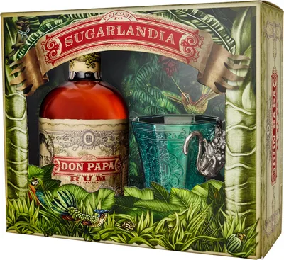 Image de Don Papa Rum Small Batch 7 ans avec bouteille au design estampé « Welcome to Sugarlandia » Coffret cadeau | 40 % vol | 0,7 l