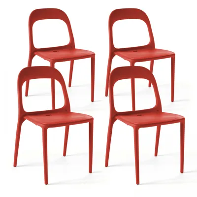 Immagine prodotto di Set di 4 sedie in plastica rossa - Oviala Milan