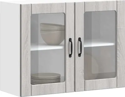 Obrázek produktu pro vidaXL Kuchyňská nástěnná skříňka se skleněnými dvířky Lucca Grey Sonoma materiál na bázi dřeva