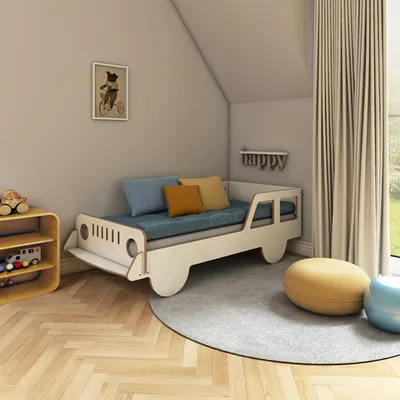 Zdjęcie produktu dla Łóżko dziecięce samochód jeep auto 80x160 cm MDF