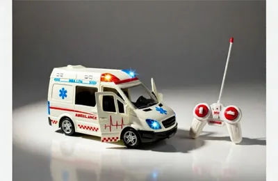 Produktbild von RC Ziekenwagen mit Fernbedienung, Musik und LED-Licht, 35 cm, Spielzeug für Kinder, Rettungsdienst