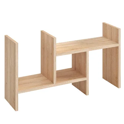 Produktbild von KOMTO Tischregal Schreibtisch Aufsatzregal Regal Klein, Küchenregal Stehend für Arbeitsplatte, Desktop Bücherregal Shelf K 51-97 х 20 х 40 cm Sonoma