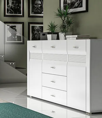 Produktbild von Sideboard "Arko" Kommode 159cm MDF weiß Hochglanz 2-türig 76488056