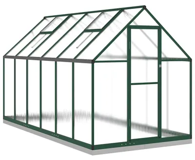 Produktbild von vidaXL Gewächshaus mit Fundamentrahmen Grün 334x169x202 cm Aluminimum