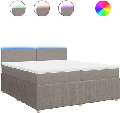 Imagen del producto de Cama con somier y colchón vidaXL, color taupe, 200x200 cm, tapizada en tela