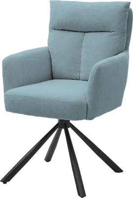 Produktbild von Esszimmerstuhl Cord Hellblau, 180° drehbar, Rückholfunktion, 60x93x67 cm, Sitzhöhe 48 cm