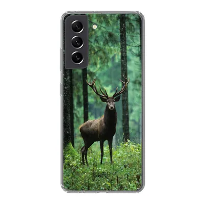 Produktbild von MuchoWow® Handyhülle Schutzhülle Hülle für Samsung Galaxy S21 FE Hirsche - Wald - Bäume - Tiere - Natur Silikon Softcase Handy Hülle - Mobiltelefonhülle