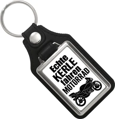 Produktbild von Motorrad Schlüsselanhänger mit Kunstleder-Anhänger mit Spruch Echte Kerle