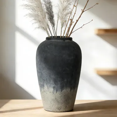Rustikale Keramikvase 30,5 cm, schwarz, Vintage-Deko