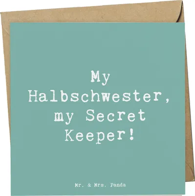 Produktbild von Mr. & Mrs. Panda faltkarte Spruch Halbschwester Geheimnishüter - Meeresbrise - Geschenk, Geschwisterliebe, Grußkarte, Liebe, Patchworkfamilie, Geschwisterbeziehung