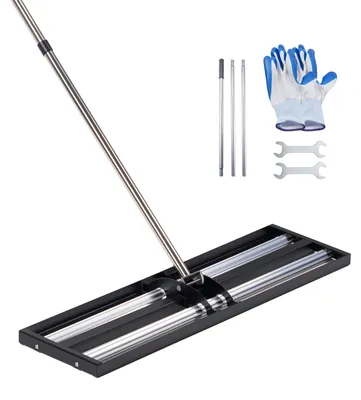 Produktbild von Rasenrakel 1218x255 mm, Nivellierrechen mit 213 cm Verstellbarem Stiel, Rasennivellierer inkl. Handschuhe, Levelingrake, Flächenebner, Rasenwerkzeug zum Nivellieren von Gärten & Golfplätzen