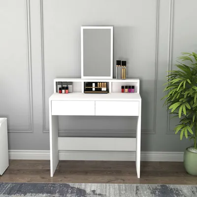 Produktbild von Skye Decor, Luna, Schminktisch, Weiß, 100 % MELAMINBESCHICHTETE SPANPLATTEN, 80 x 85,9 x 40 cm