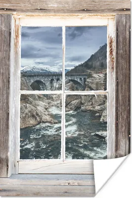 Produktbild von MuchoWow® Poster Aussicht - Brücke - Wasser 80x120 cm - Papierdruck