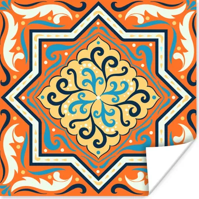 Produktbild von MuchoWow® Poster Quadratisch - Blau - Orange 30x30 cm - Wandposter - Printing