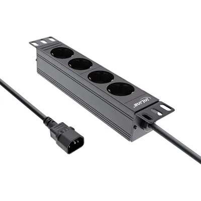 Immagine prodotto di InLine® 16421J Presa a nastro InLine® 10", contatto di terra a 4 vie, connessione C14, senza interruttore, 2 m, nero