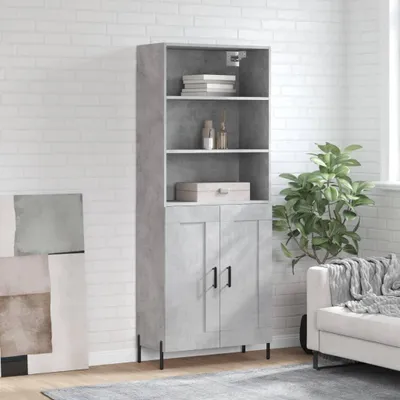 Immagine prodotto di vidaXL Credenza grigio cemento 69,5x34x180 cm materiale a base di legno