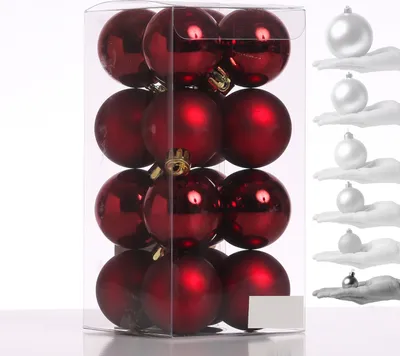 Produktbild von Christbaumkugeln - Weihnachtsbaumkugeln - bruchfest - D: 4cm - glänzend/matt - weinrot - 16er Set