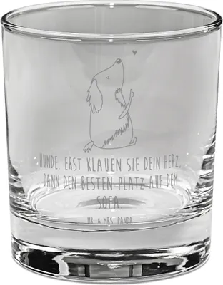 Produktbild von Mr. & Mrs. Panda Cocktailglas Hund Liebe - Transparent - Geschenk, Tierliebhaber, Hunde, Tumbler, gravur glas, für Gin, Herz