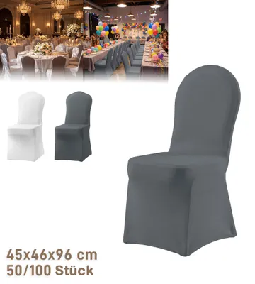 Imagen del producto de Funda elástica para sillas TANYEAR, color gris oscuro, universal, para sillas de comedor, elástica, paquete de 100 unidades