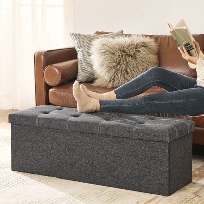 SONGMICS Sitzbank mit Stauraum, Sitztruhe, Sitzhocker, faltbar, 110x38x38cm