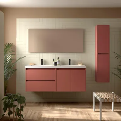 Produktbild von Badezimmermöbel BALTIC 1400 2 TÃ1/4ren und 2 Schubladen RED SATIN + Waschtisch