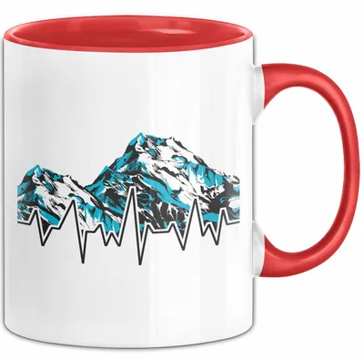 Produktbild von Ski Tasse Geschenk Grafik Skiberge Berge Becher (Rot)