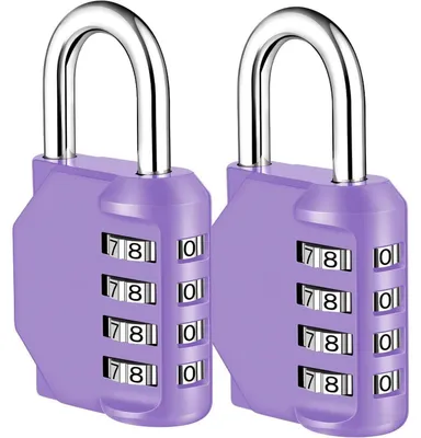 Produktbild von Vorhängeschloss mit Zahlencode 4-stellig Violett 2 Stück