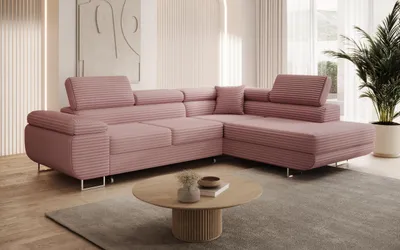 Produktbild von Modernes Ecksofa ASTON mit Schlaffunktion & Bettkasten, Ausziehbare Wohnlandschaft in L-Form, Stauraum, Schlafsofa, Rechts