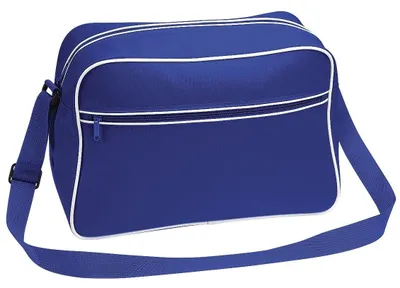 Image de Sac à bandoulière rétro Bagbase avec sangle réglable, 18 litres FK182 (taille unique) (bleu royal/blanc)