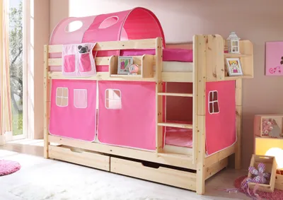 Produktbild von Etagenbett "Marcel" Kiefer Natur Classic (Rosa-Pink)