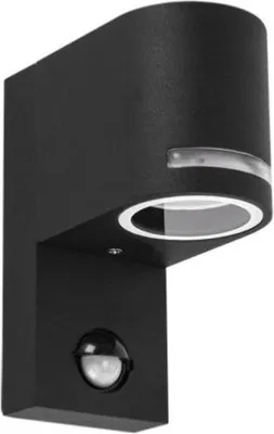Image de Applique Murale Extérieure avec détecteur IP44 Noir pour Ampoule GU10