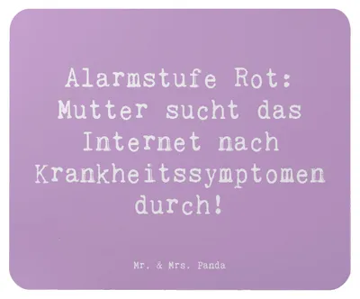 Produktbild von Mr. & Mrs. Panda Mauspad Spruch Mutter Alarmstufe Rot - Lavendeltraum - Geschenk, besondere Freude, pc, besorgte, Familienmitglieder, mousematte, handgemacht, Humor